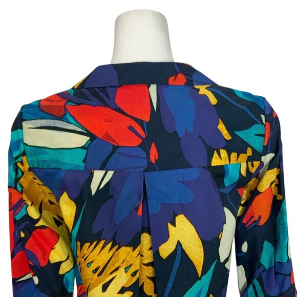 Uterque Bows And Coloured Brushstroke Print Blouse S 26 Tie Front - Picture 11 of 15